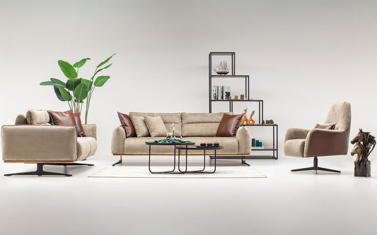 Ahram Sofa Set: Modern Elegance with Pyramid Armrest Design