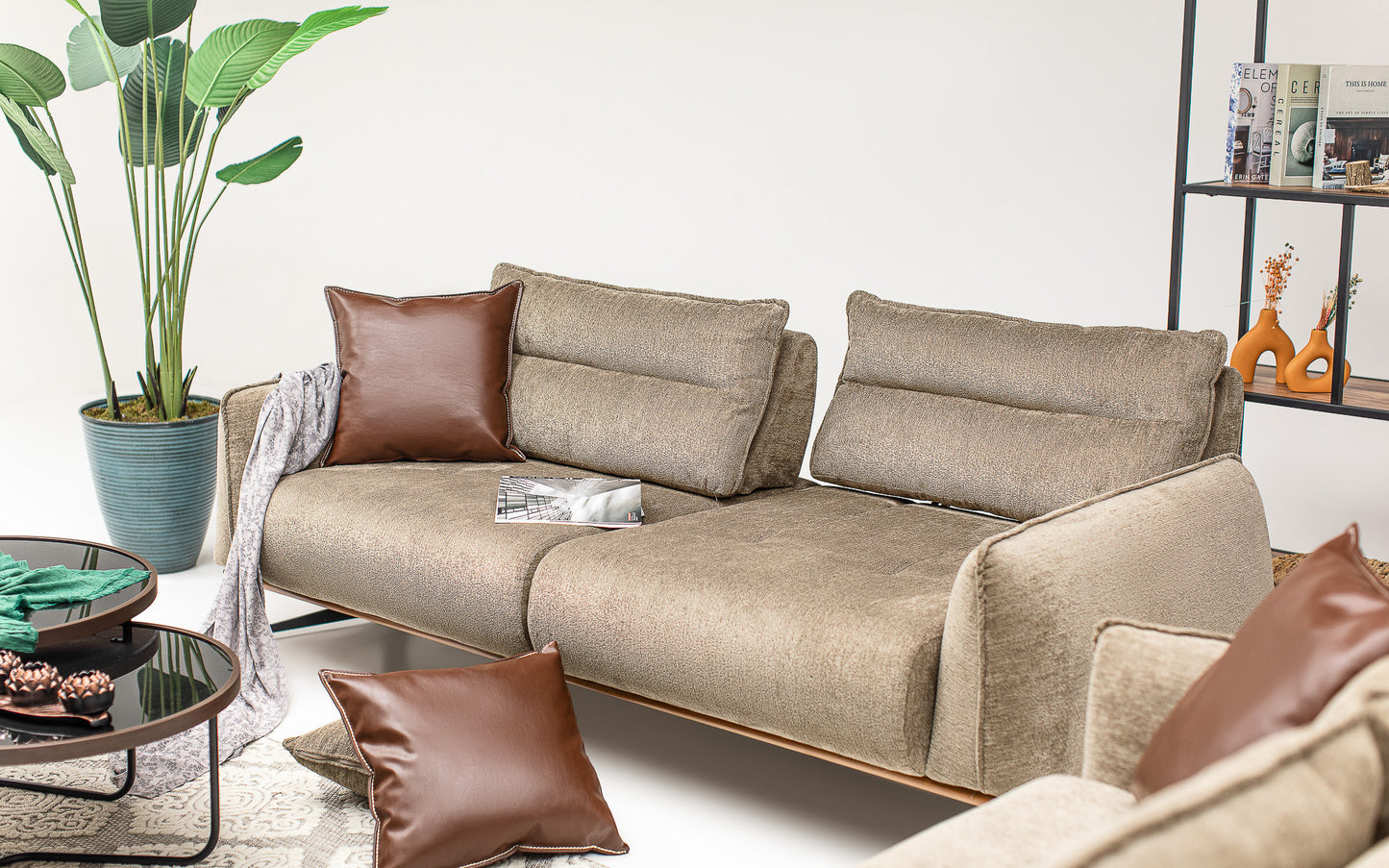 Ahram Sofa Set: Modern Elegance with Pyramid Armrest Design