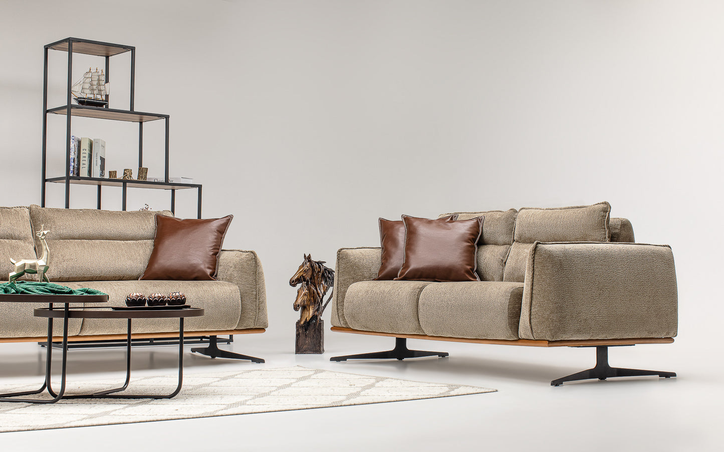 Ahram Sofa Set: Modern Elegance with Pyramid Armrest Design