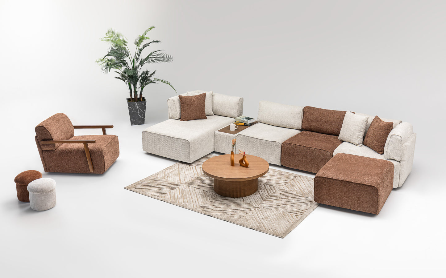 Bubble Corner Sofa Set: Minimalist Design & Plush Comfort
