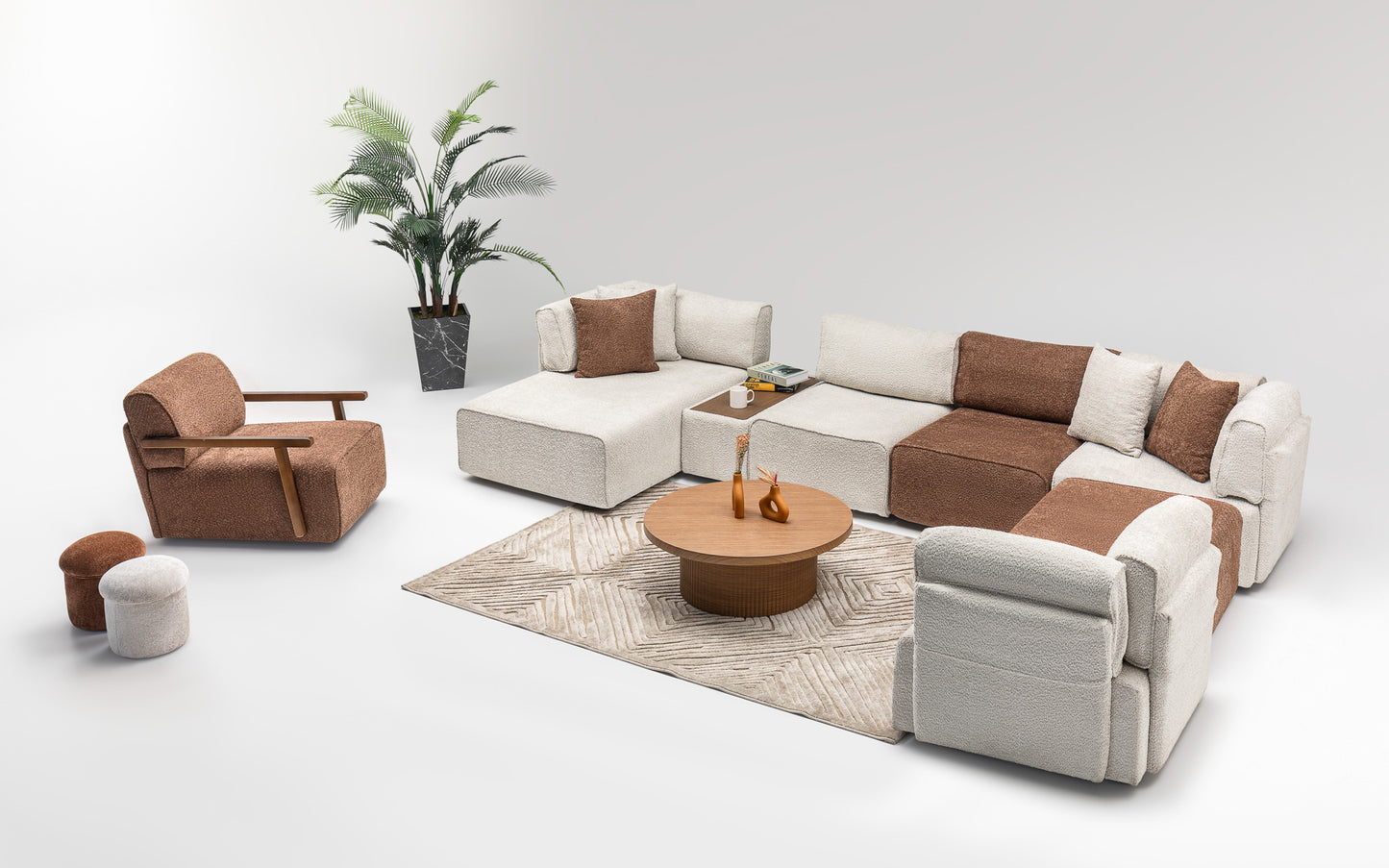 Bubble Corner Sofa Set: Minimalist Design & Plush Comfort