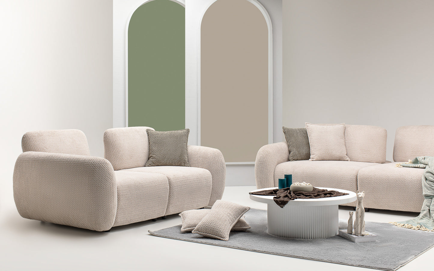 Cassa Sofa Set: Luxurious Fabric with Bed & Recliner Functionality