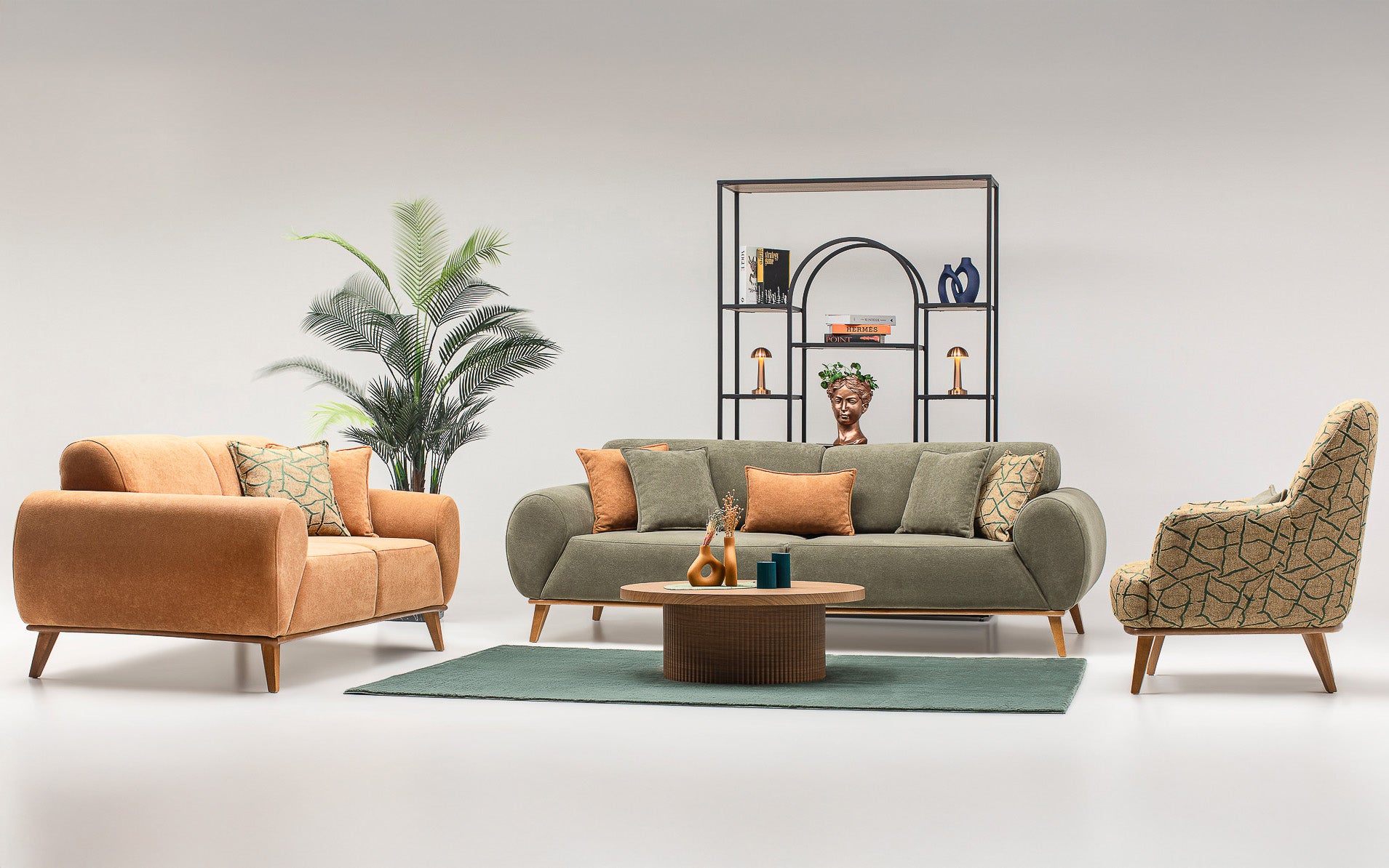 Oslo Sofa Set: Versatile Bed Mechanism with Elegant Wood Legs