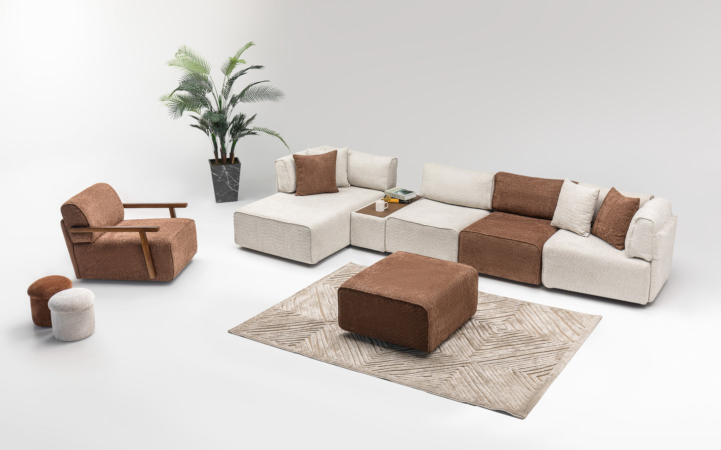 Bubble Corner Sofa Set: Minimalist Design & Plush Comfort